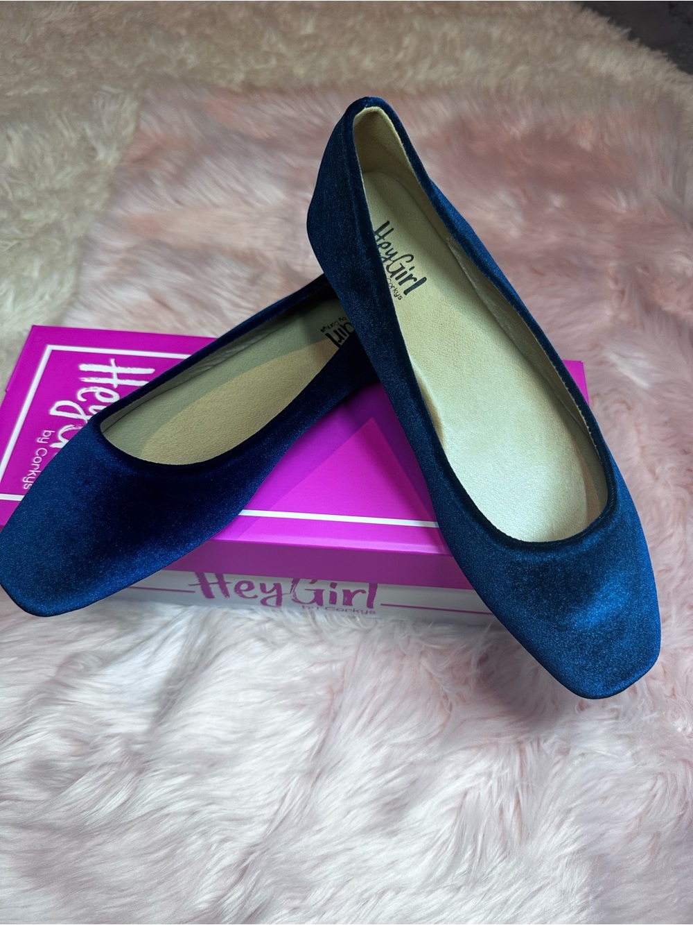 Corkys Over It Deep Navy Velvet Ballet Flats